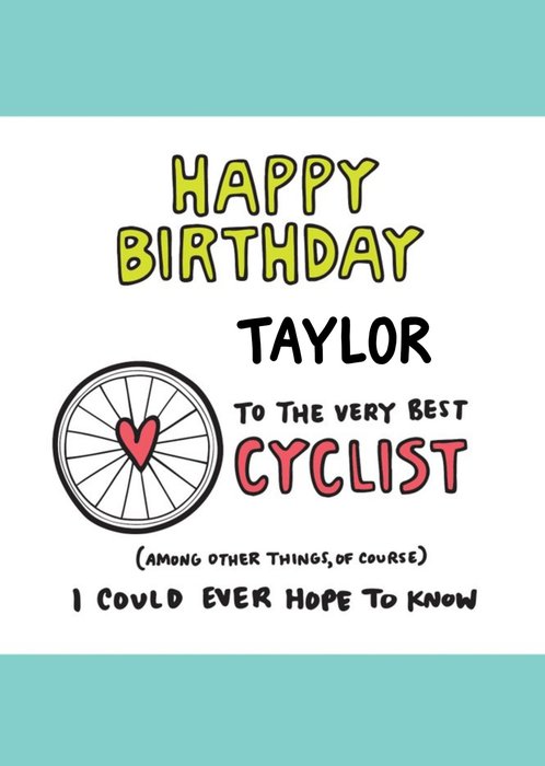 Very Best Cyclist Birthday Card