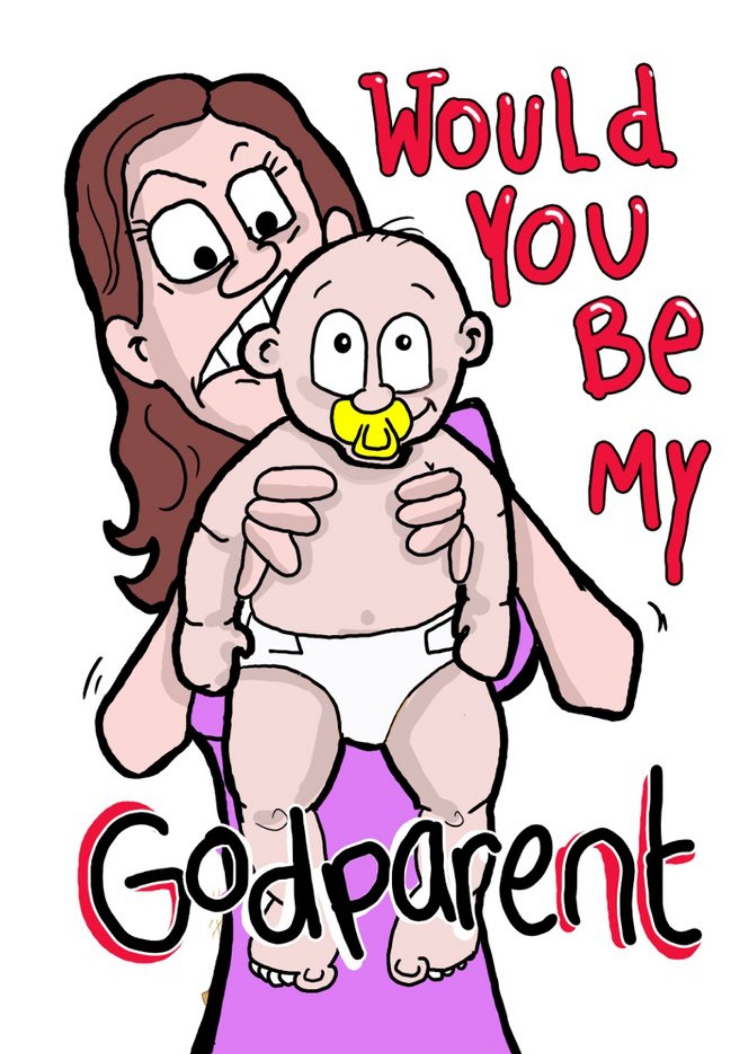 Moonpig Karen Flanart Godparent For Her New Baby Invite Funny Card Ecard