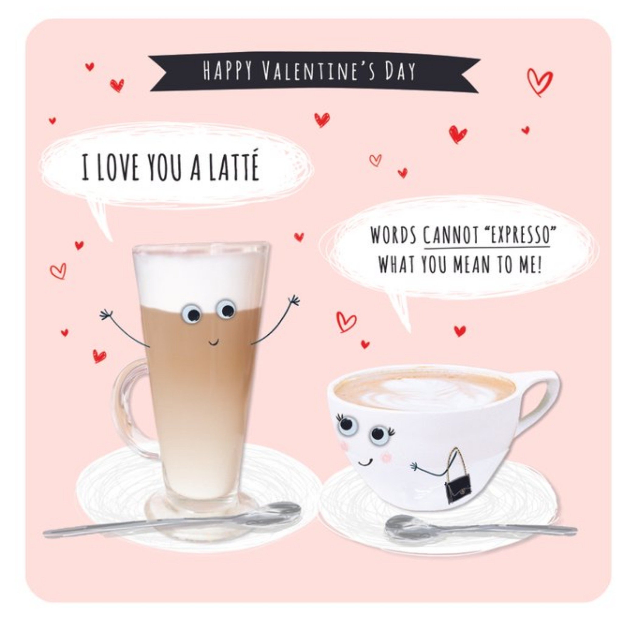 Moonpig I Love You A Latte Personalised Happy Valentine's Day Card, Square