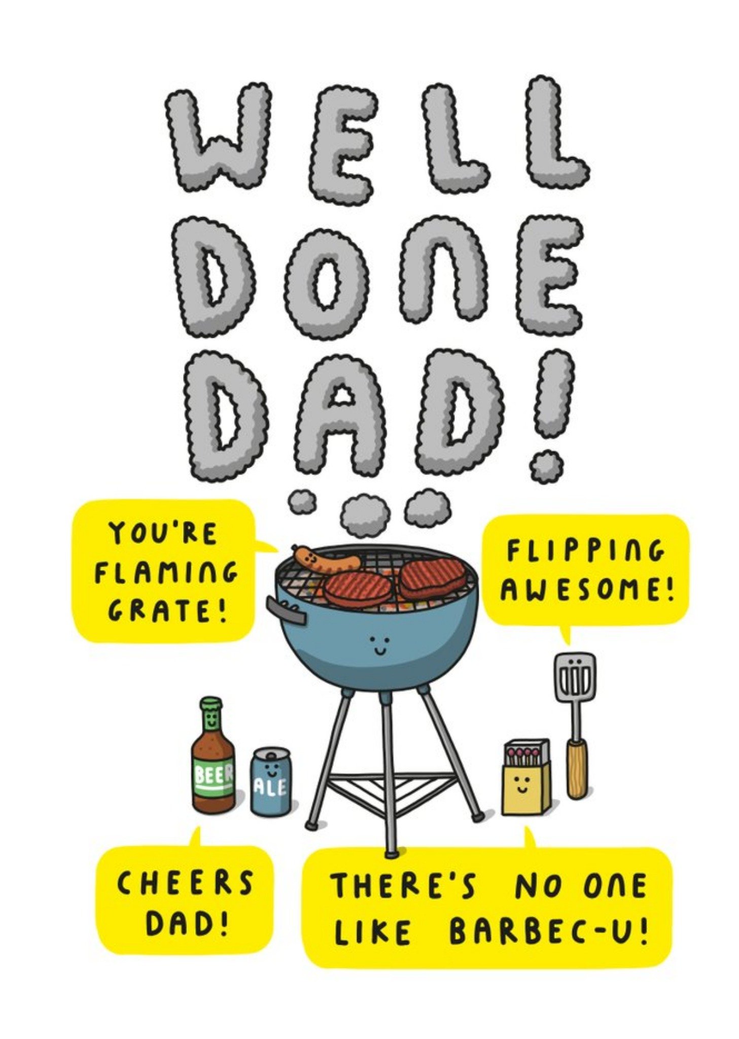 Mungo And Shoddy Well Done Dad Youre Flaming Grate Bbq Fathers Day Card