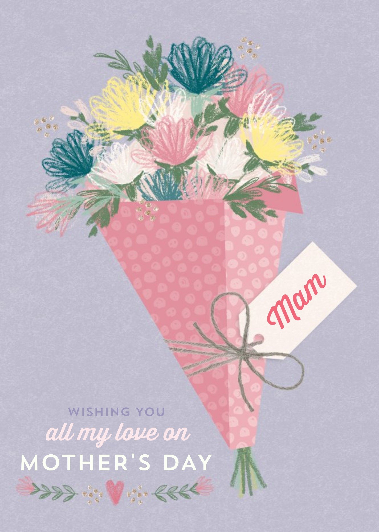 Moonpig Illustrated Flower Bouquet To My Mam Mother's Day Card Ecard
