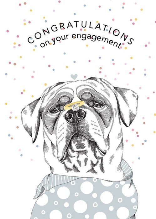 Dotty Dog Art Illustrated Dog Confetti Engagement Card