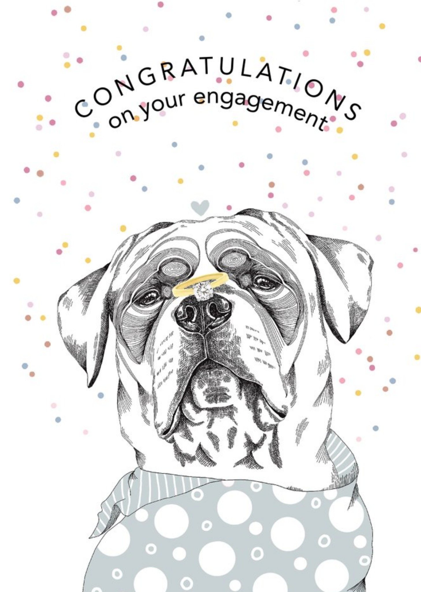 Dotty Dog Art Illustrated Dog Confetti Engagement Card Ecard