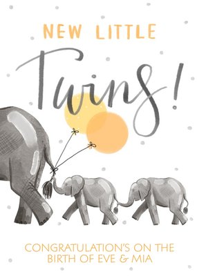Okey Dokey Design Illustrated New Baby Twins Animals Cute Card