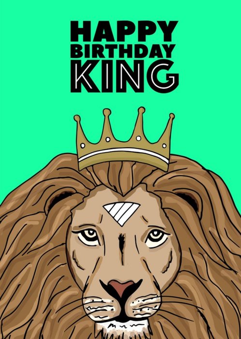 Fun Illustration Lion Happy Birthday King Ca