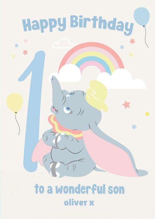Cute Disney Dumbo To a Wonderful Son Birthday Card