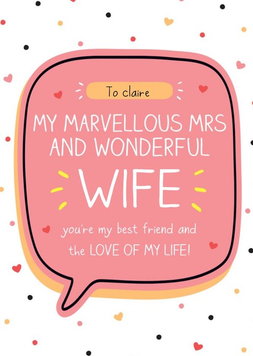 Happy Jackson My Marvellous Mrs and Wonderful Wife Valentines Day Card