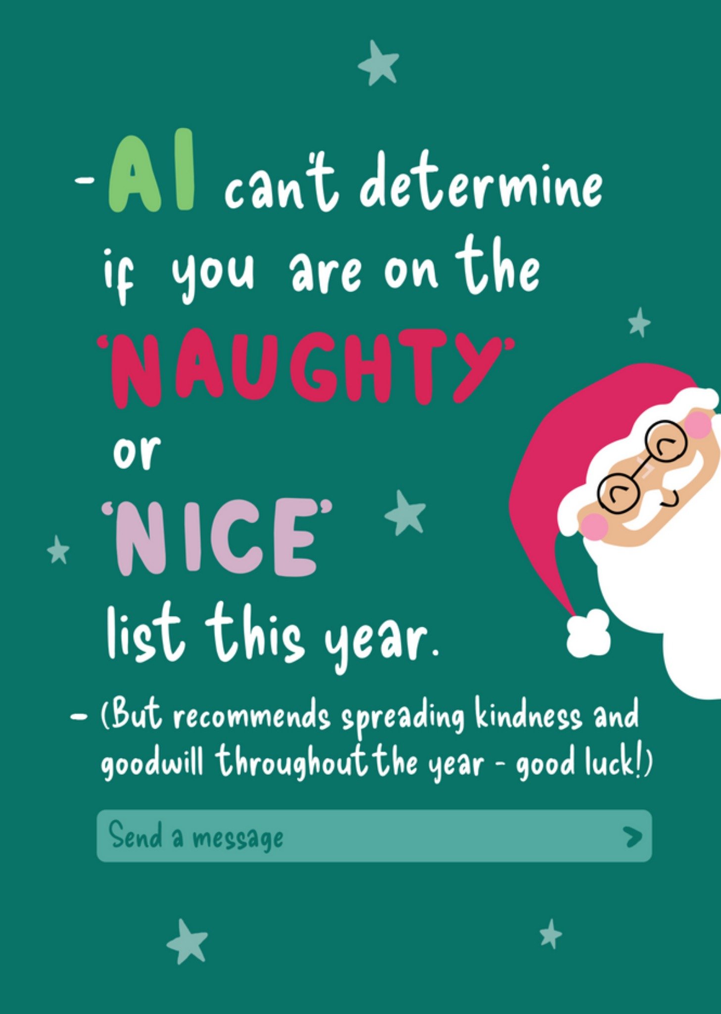 Moonpig Ai Can't Determine If You Are On The Naughty Or Nice List Christmas Card, Large