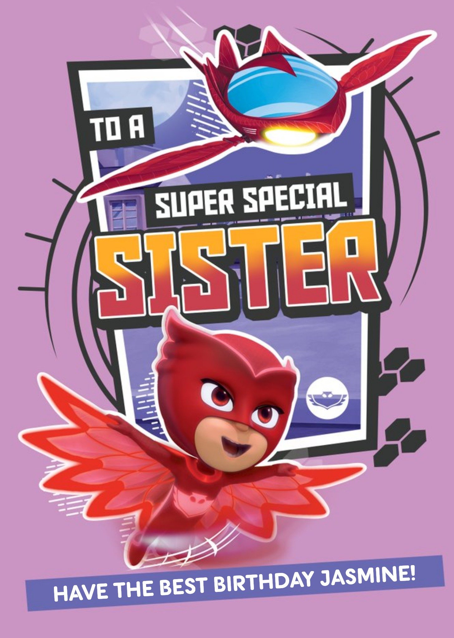 Pj Masks Owlette To A Super Special Sister Birthday Card, Large