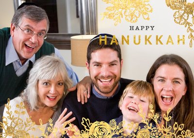 Happy Hanukkah Photo Upload Menorah Card