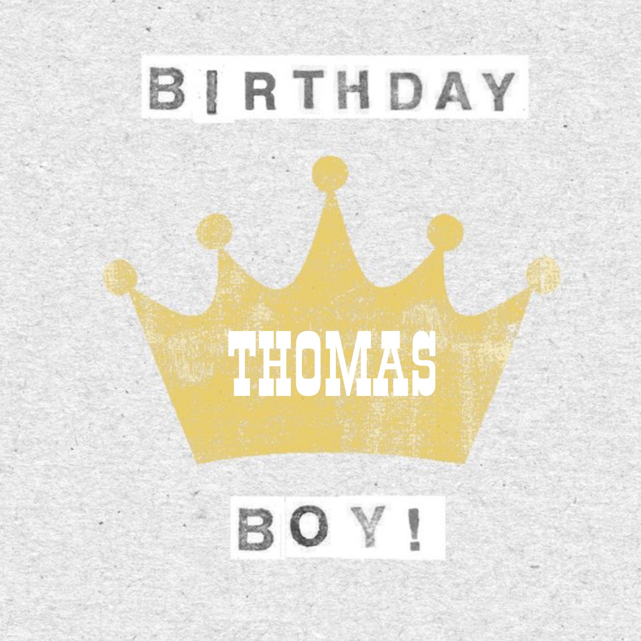 Moonpig Gold Crown Personalised Birthday Boy Card, Square