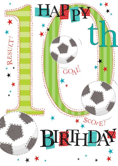 Typographic Football Happy 10th Birthday Card