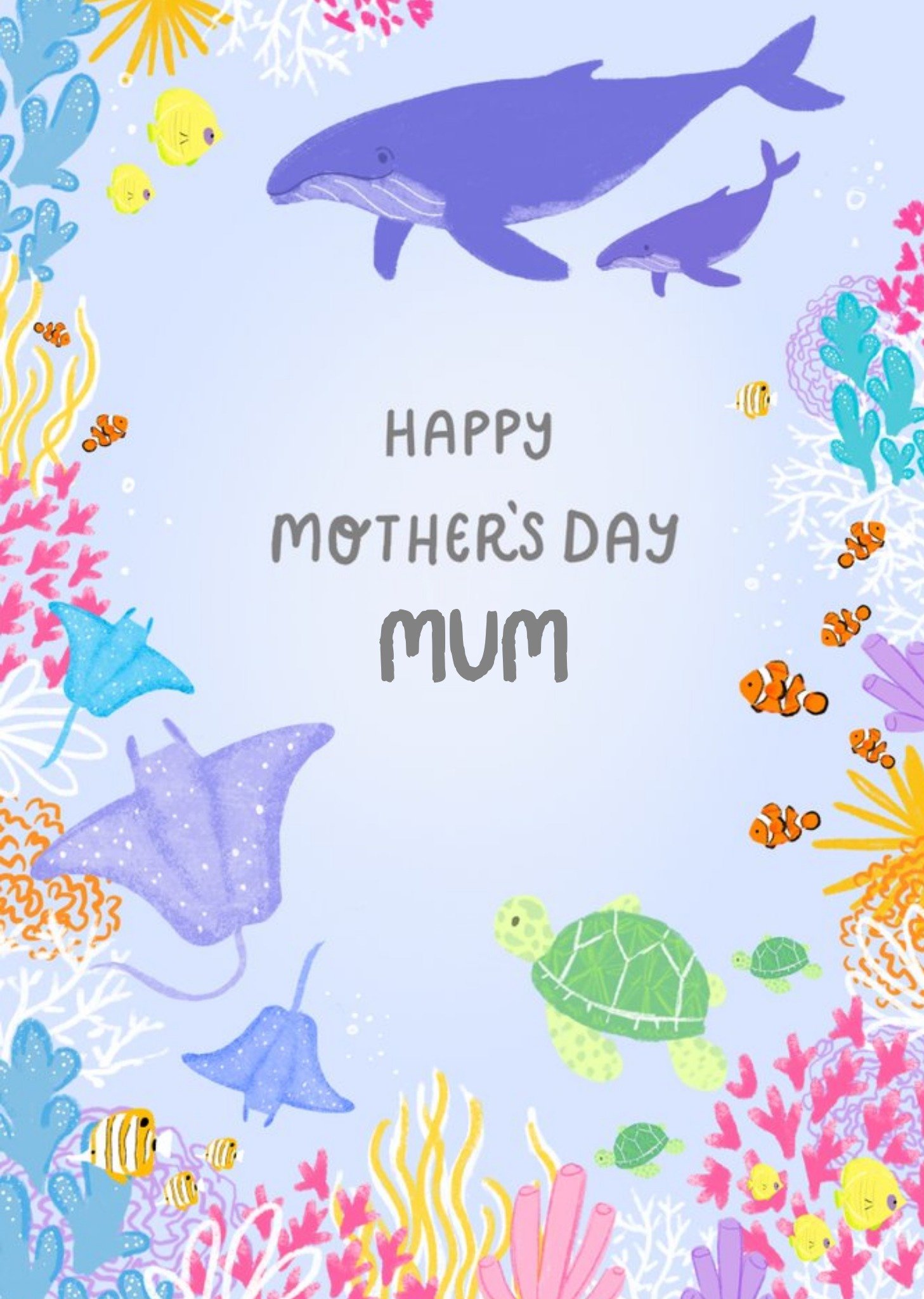 Moonpig Millicent Venton Customisable Illustrated Sea Life Mother's Day Card Ecard