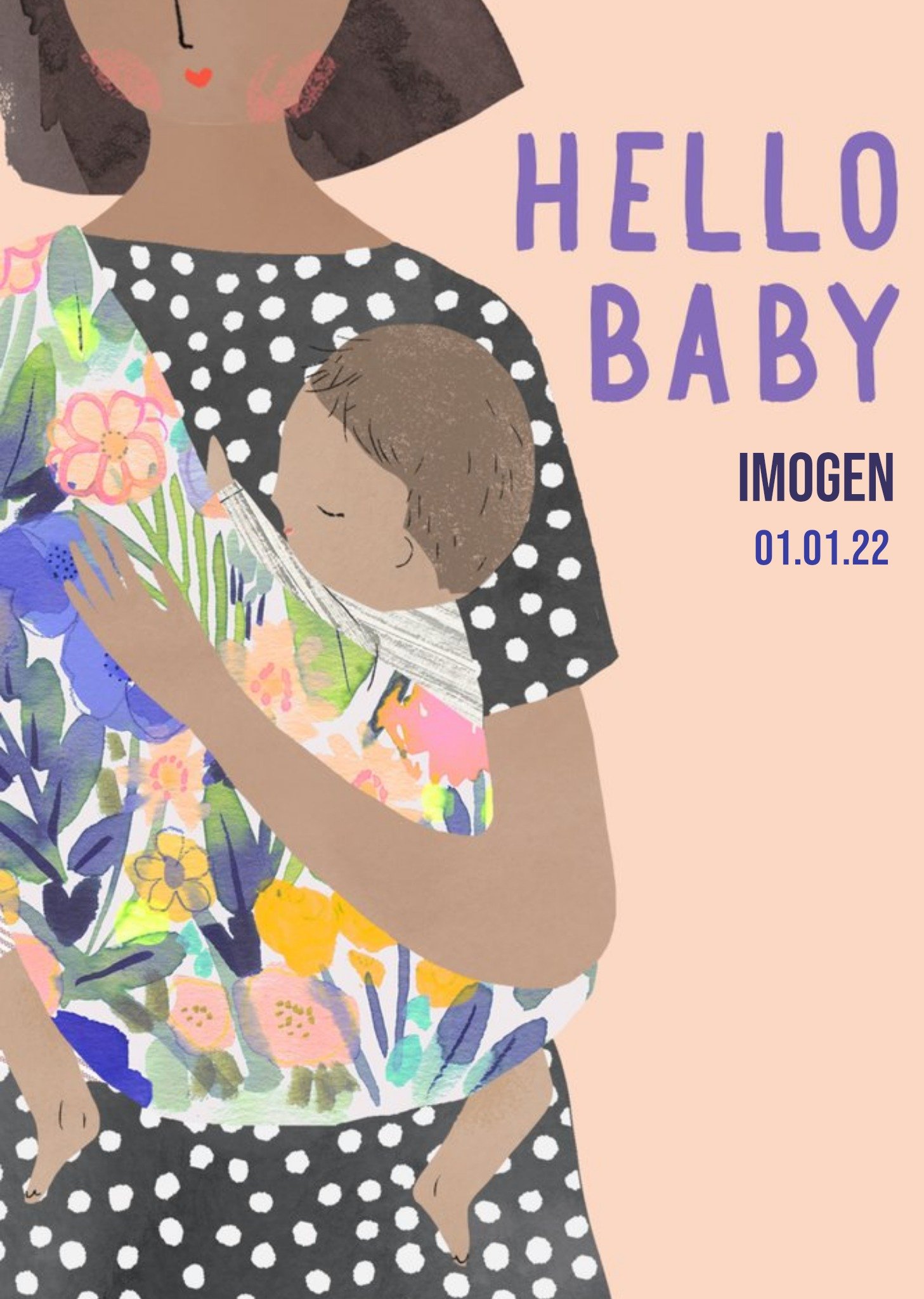 Moonpig Illustrative Hello Baby New Baby Card Ecard