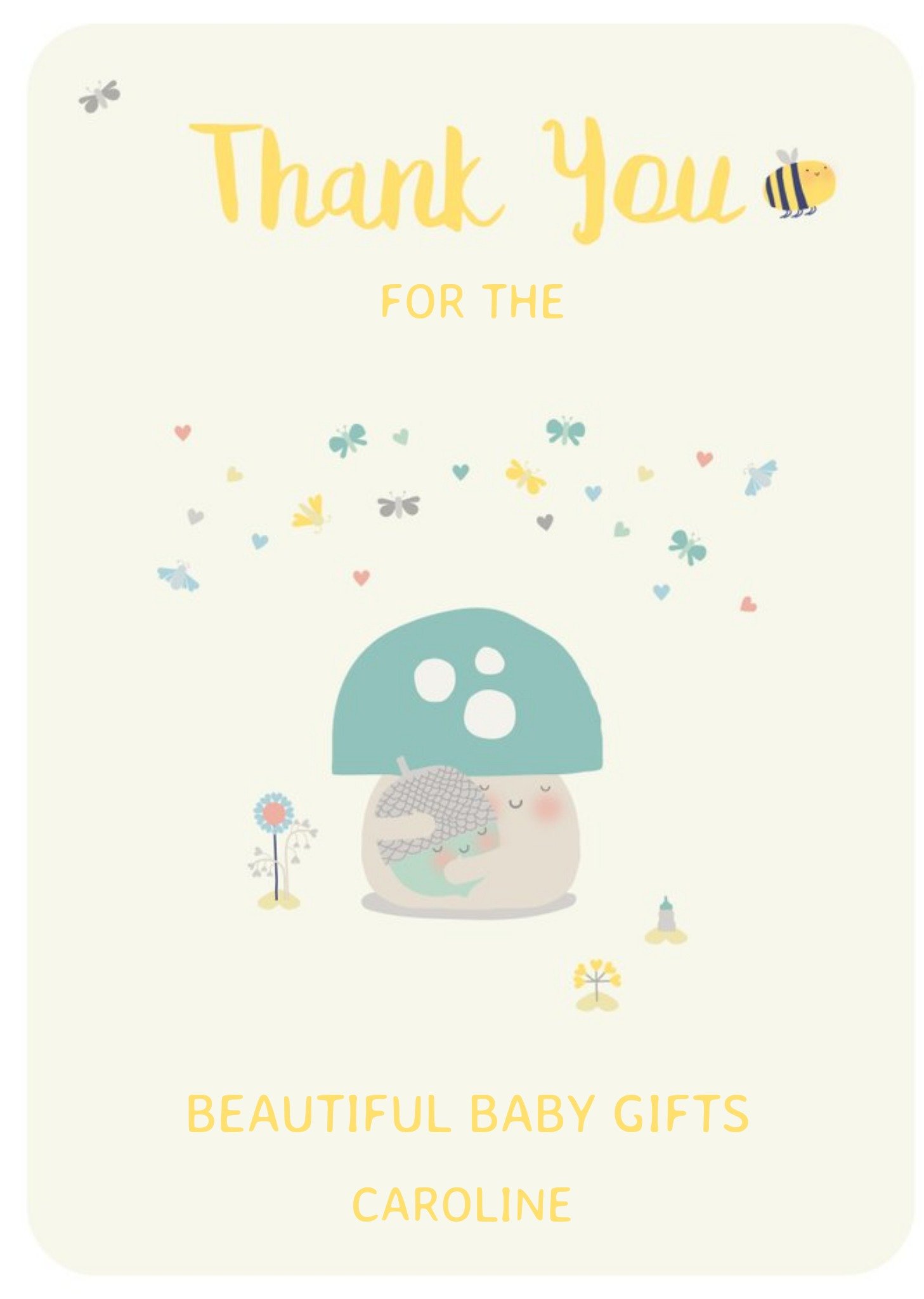 Little Acorns Thank You For The Beautiful Baby Gifts Personalised Thank You Card Ecard