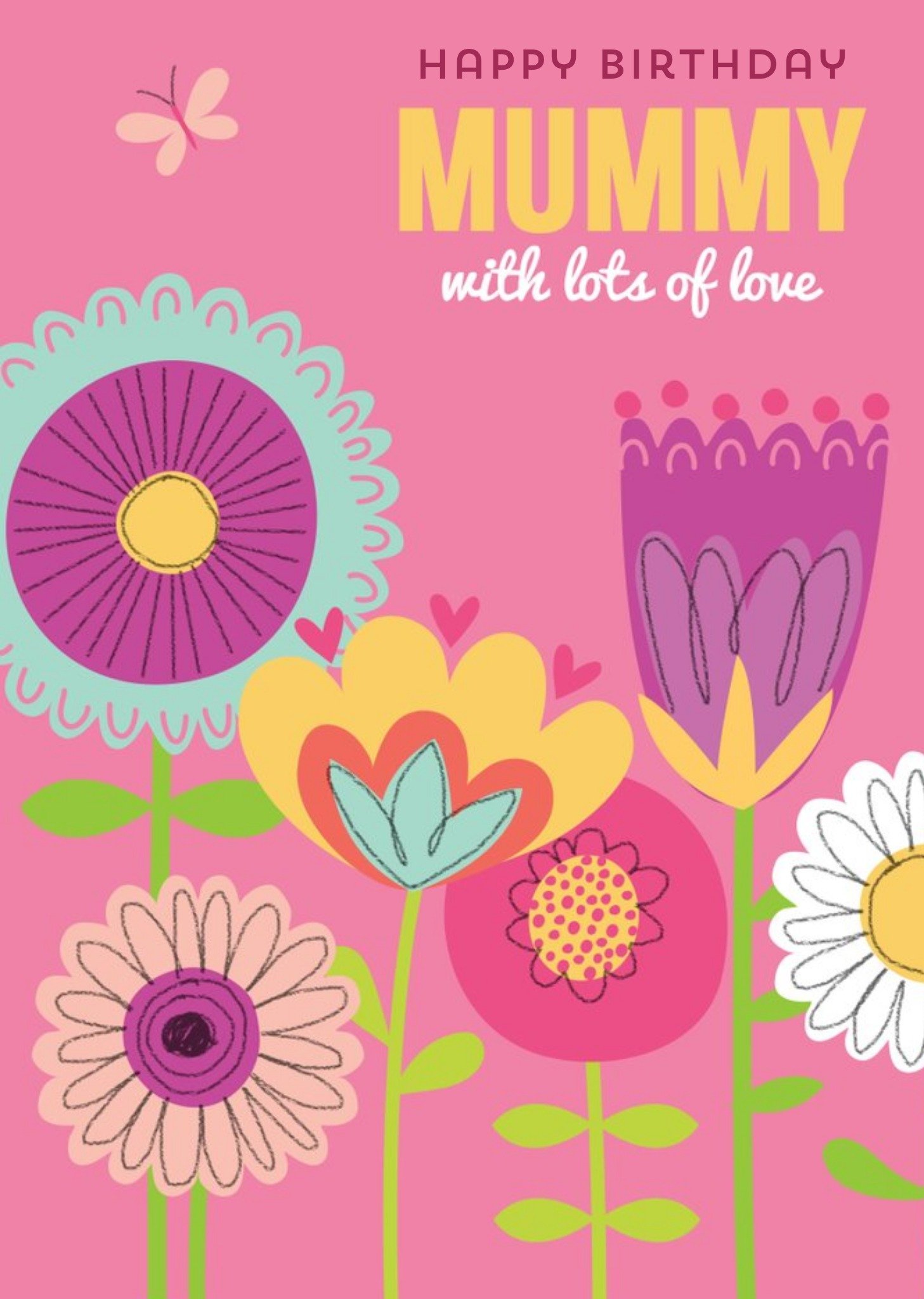 Moonpig Happy Birthday With Lots Of Love Floral Card, Large