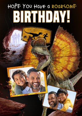 Jurassic World Dominion Dilophosaurus Photo Upload Birthday Card