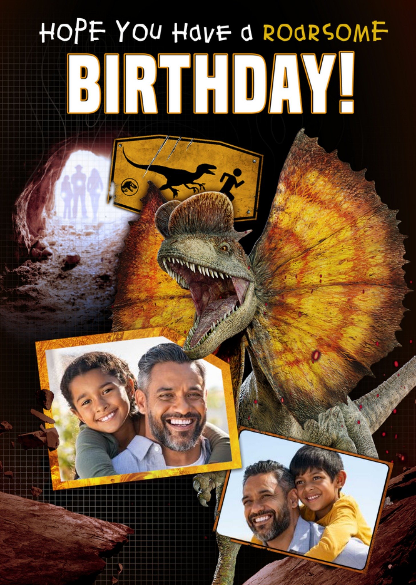 Jurassic World Dominion Dilophosaurus Photo Upload Birthday Card Ecard