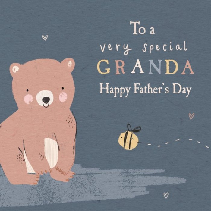 Special Granda Cute Bear And Bee Illustration Father's Day Card
