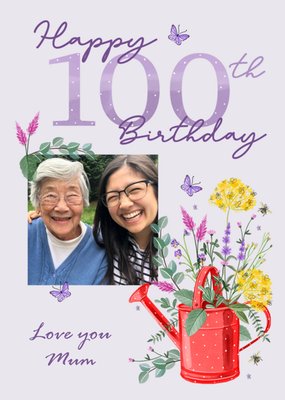 Okey Dokey Design Happy 100th Birthday Photo Upload Card