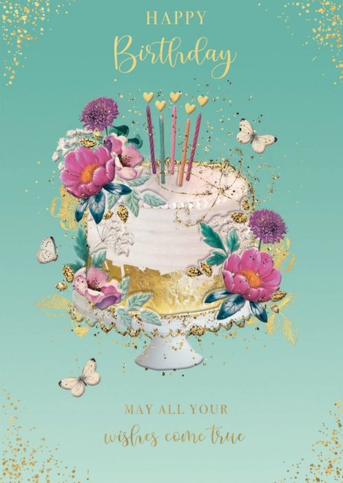 Happy Birthday Floral Cake Card