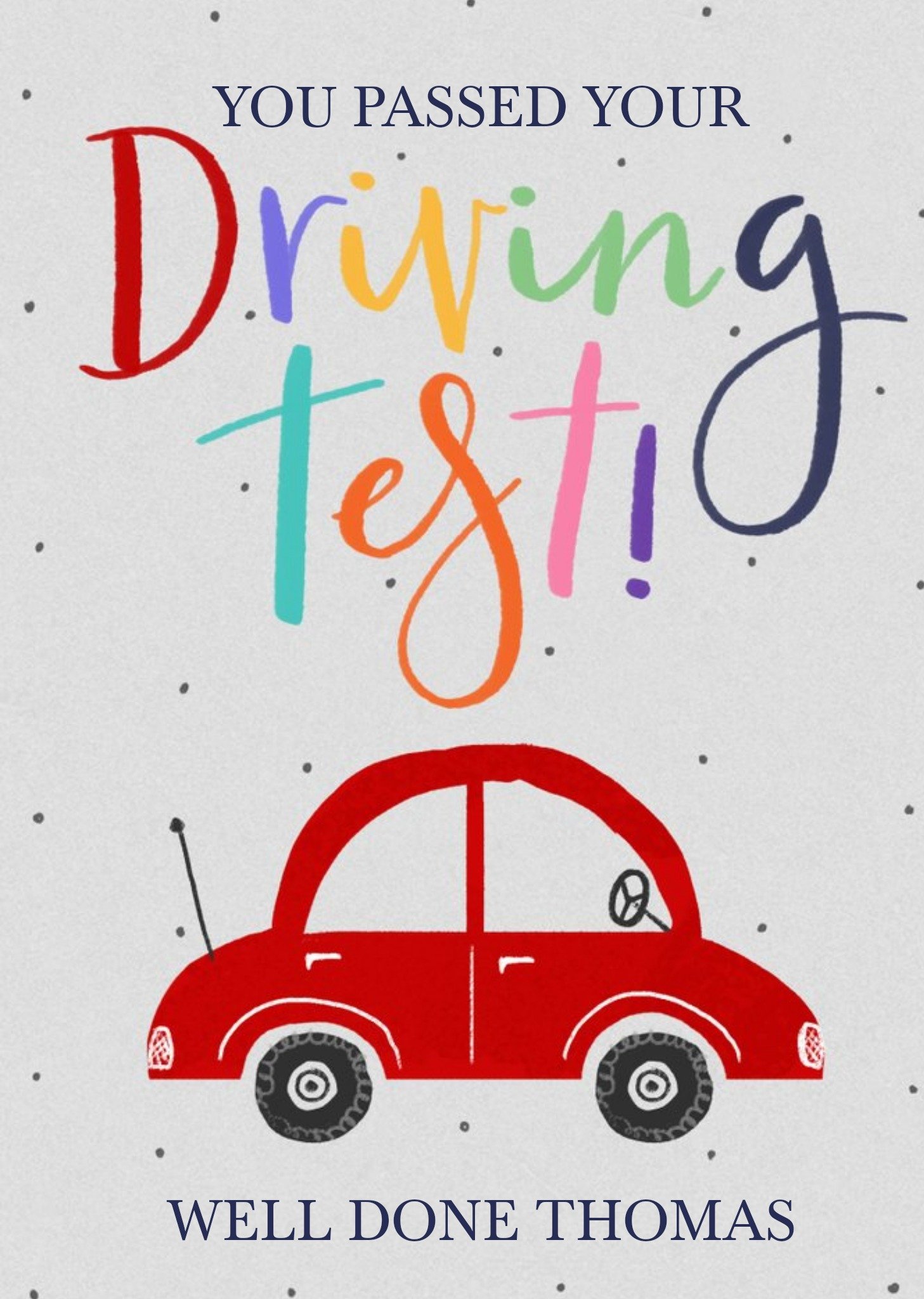 Okey Dokey Design Illustrated Car Customisable Driving Test Card Ecard