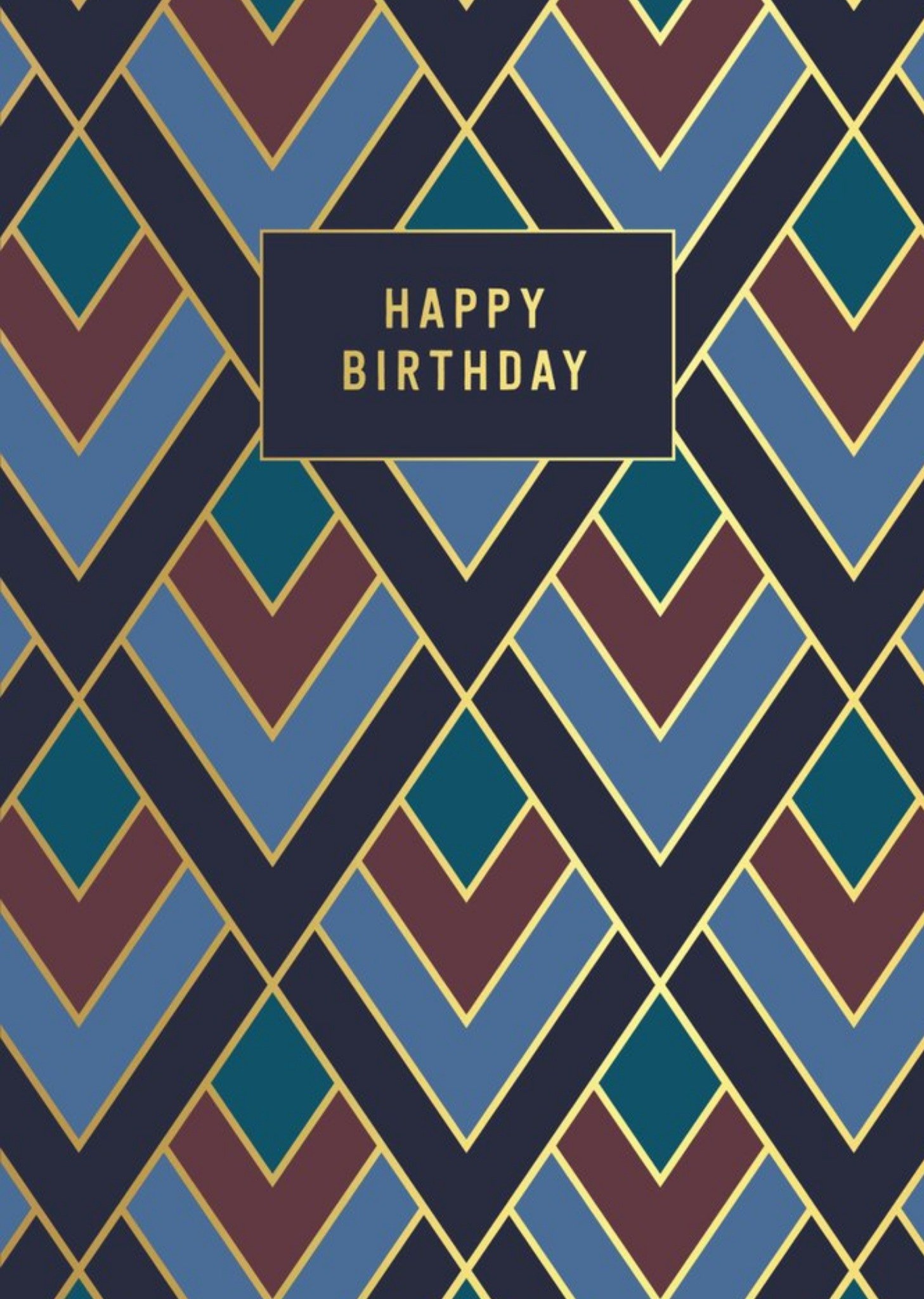 Moonpig Geometric Art Deco Pattern Happy Birthday Card, Large