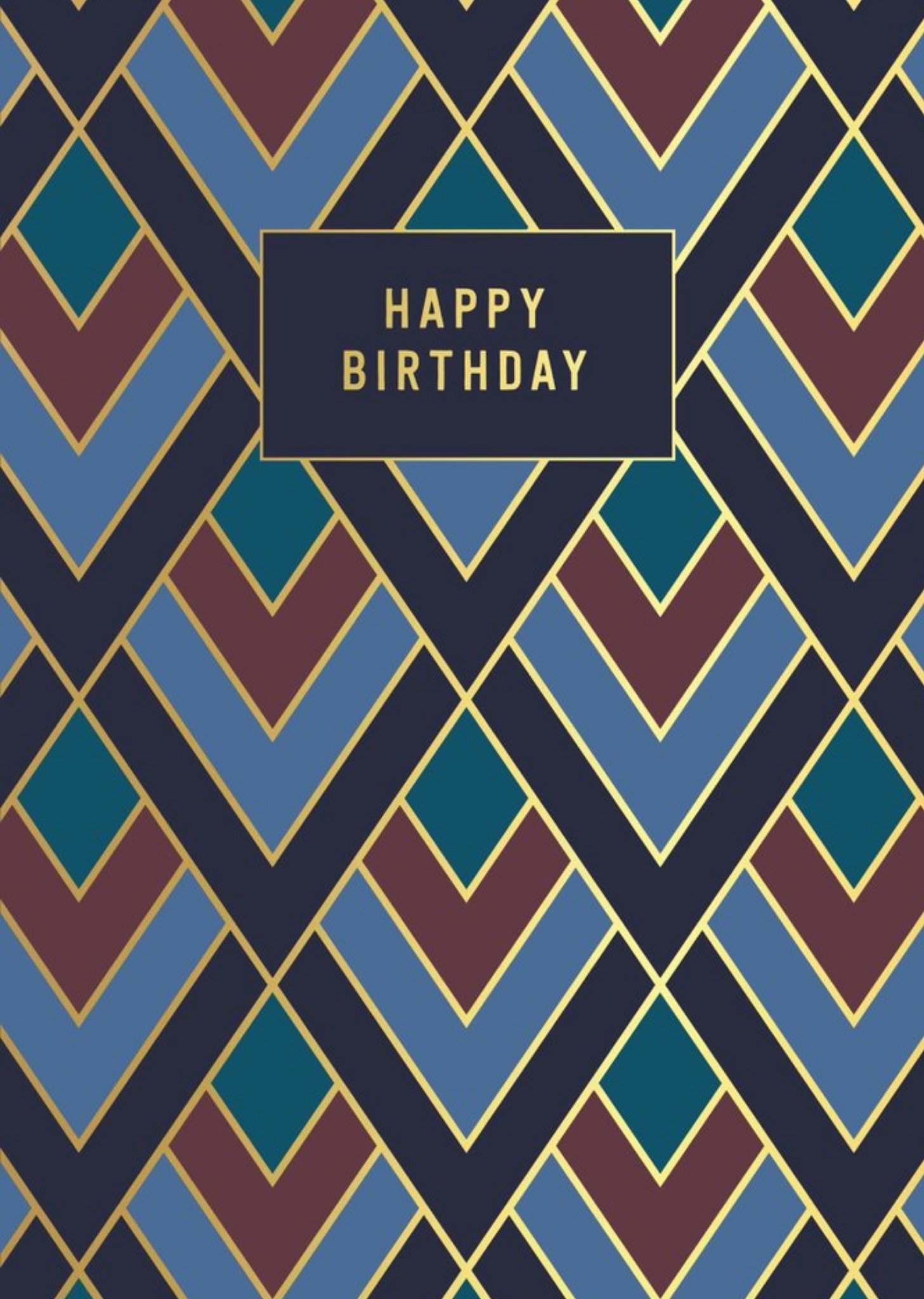 Geometric Art Deco Pattern Happy Birthday Card Ecard