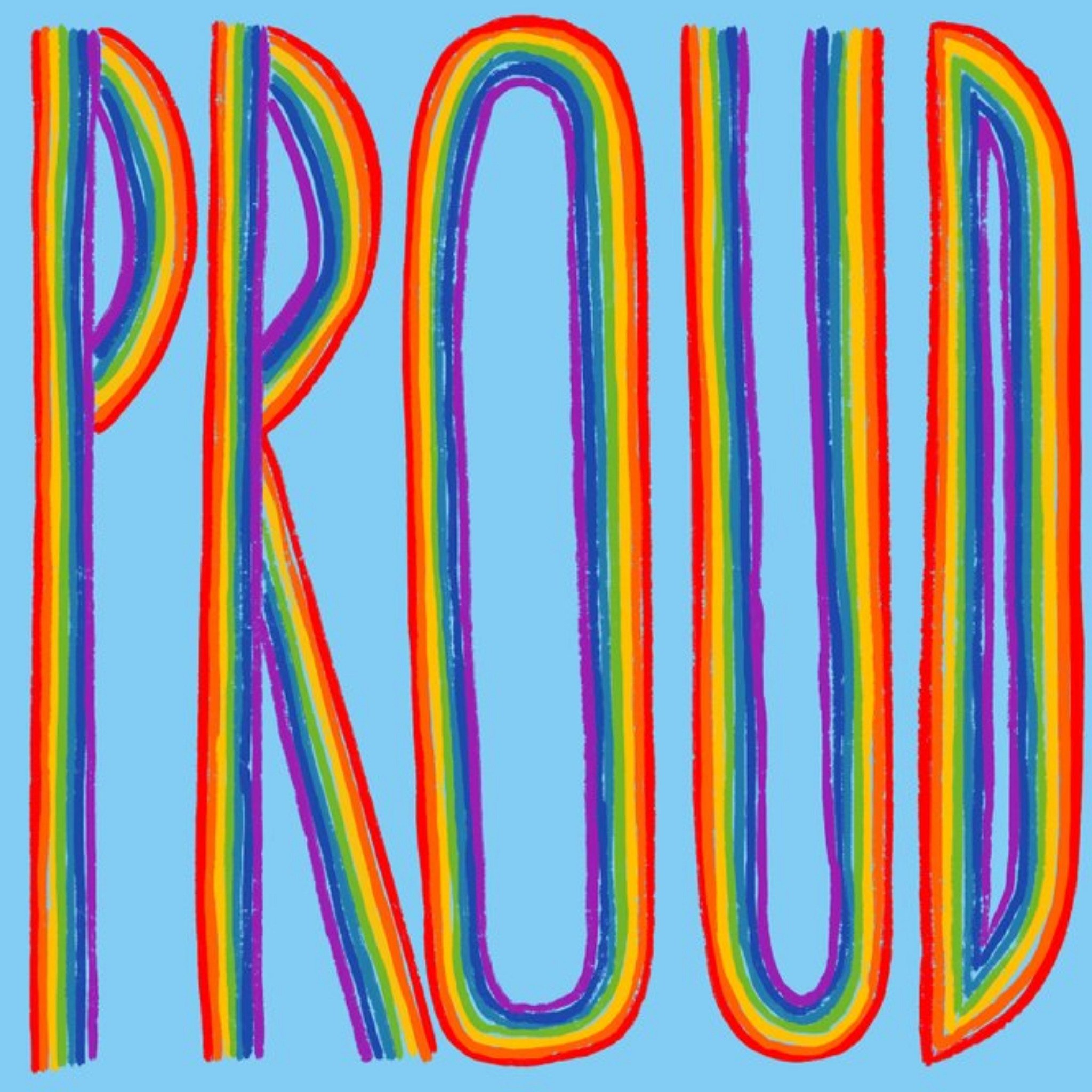 Moonpig Typographic Proud Rainbow Card, Square