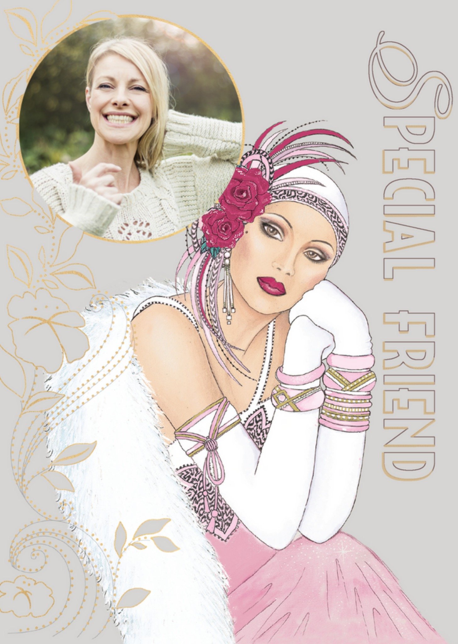 Special Friend Photo Upload Art Deco Card