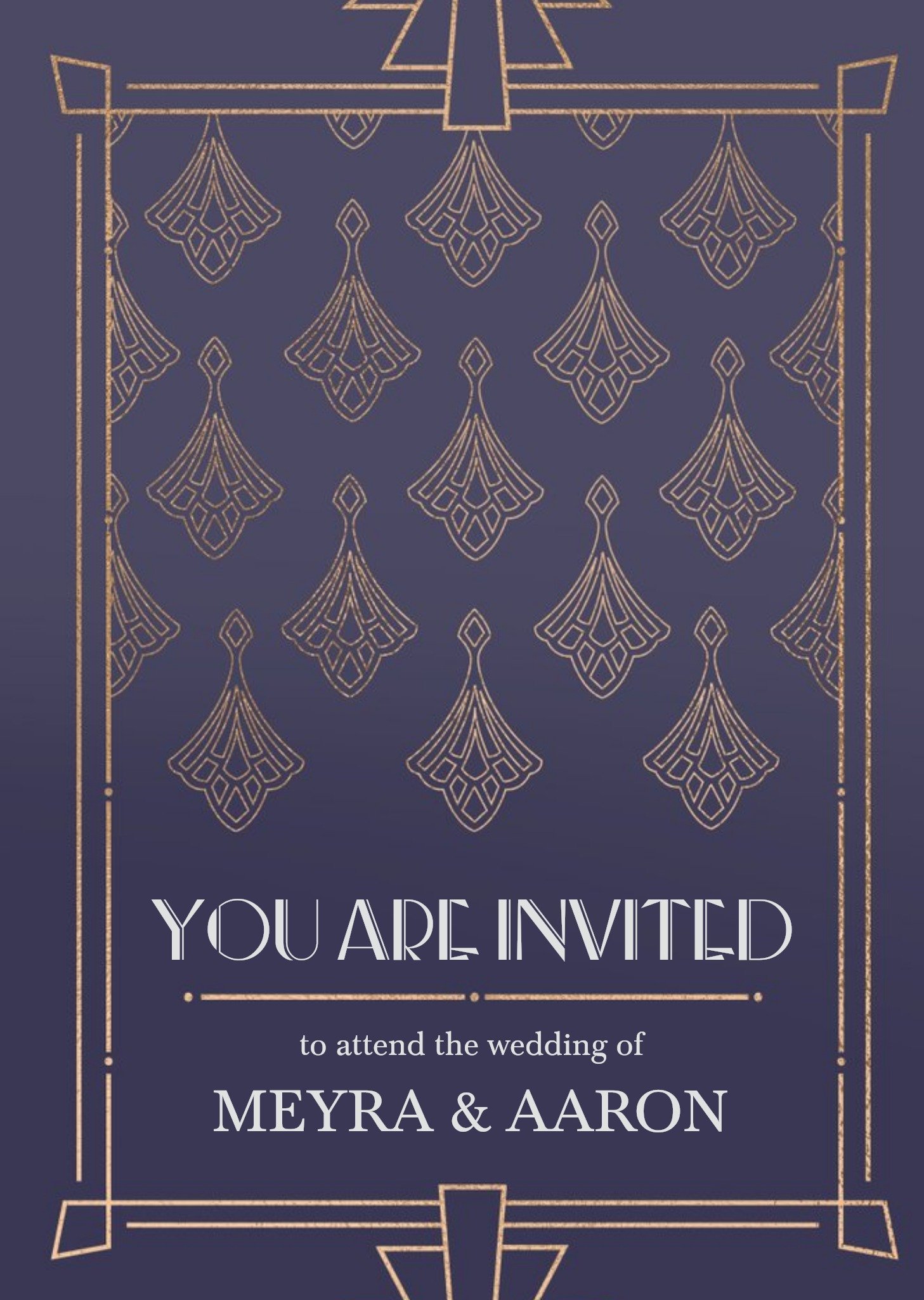 Moonpig Art Deco Geometric Pattern Wedding Invitation Card, Standard