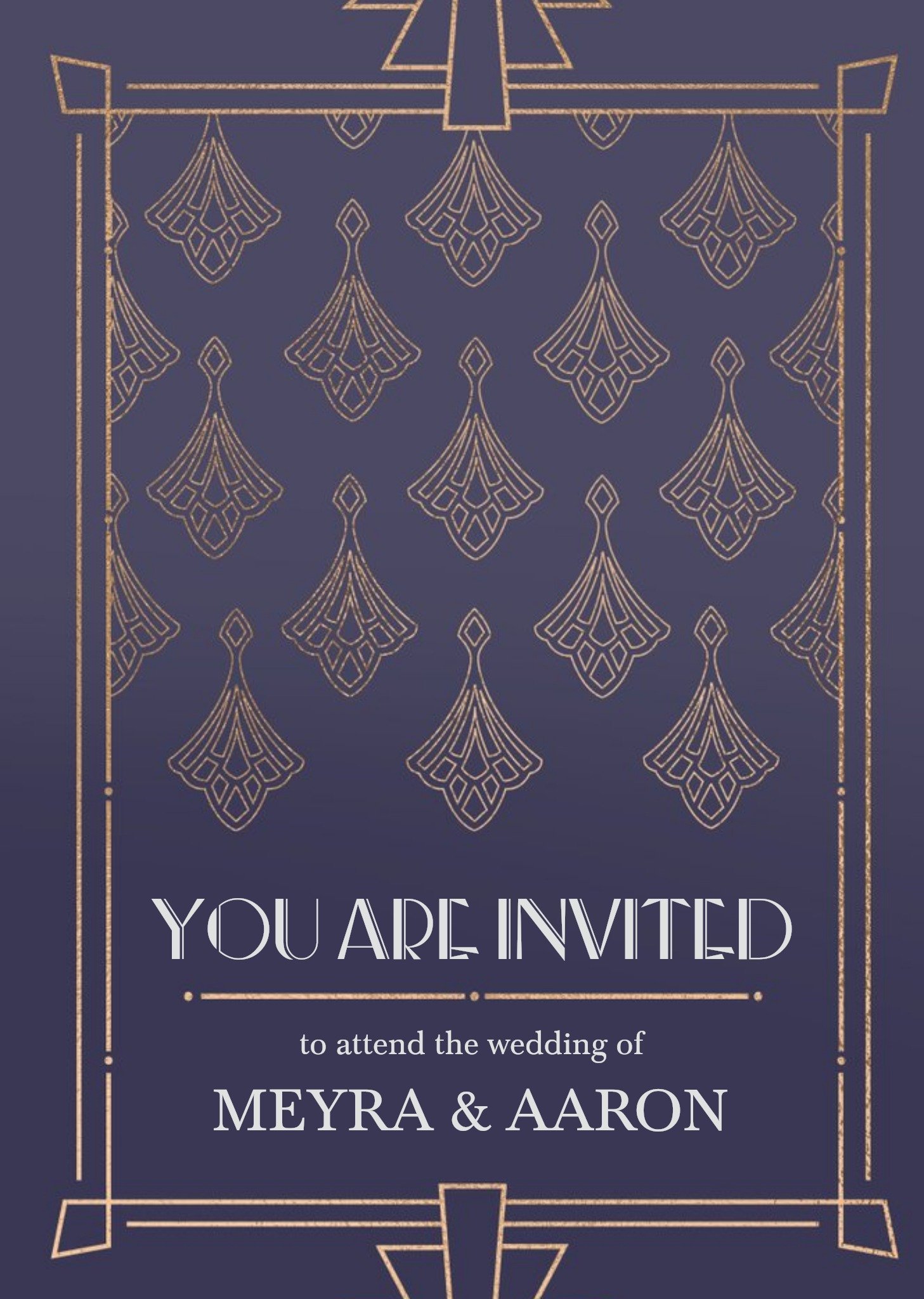 Art Deco Geometric Pattern Wedding Invitation Card, Standard