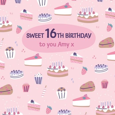 Sweet 16th Birthday Wishes Cake Card