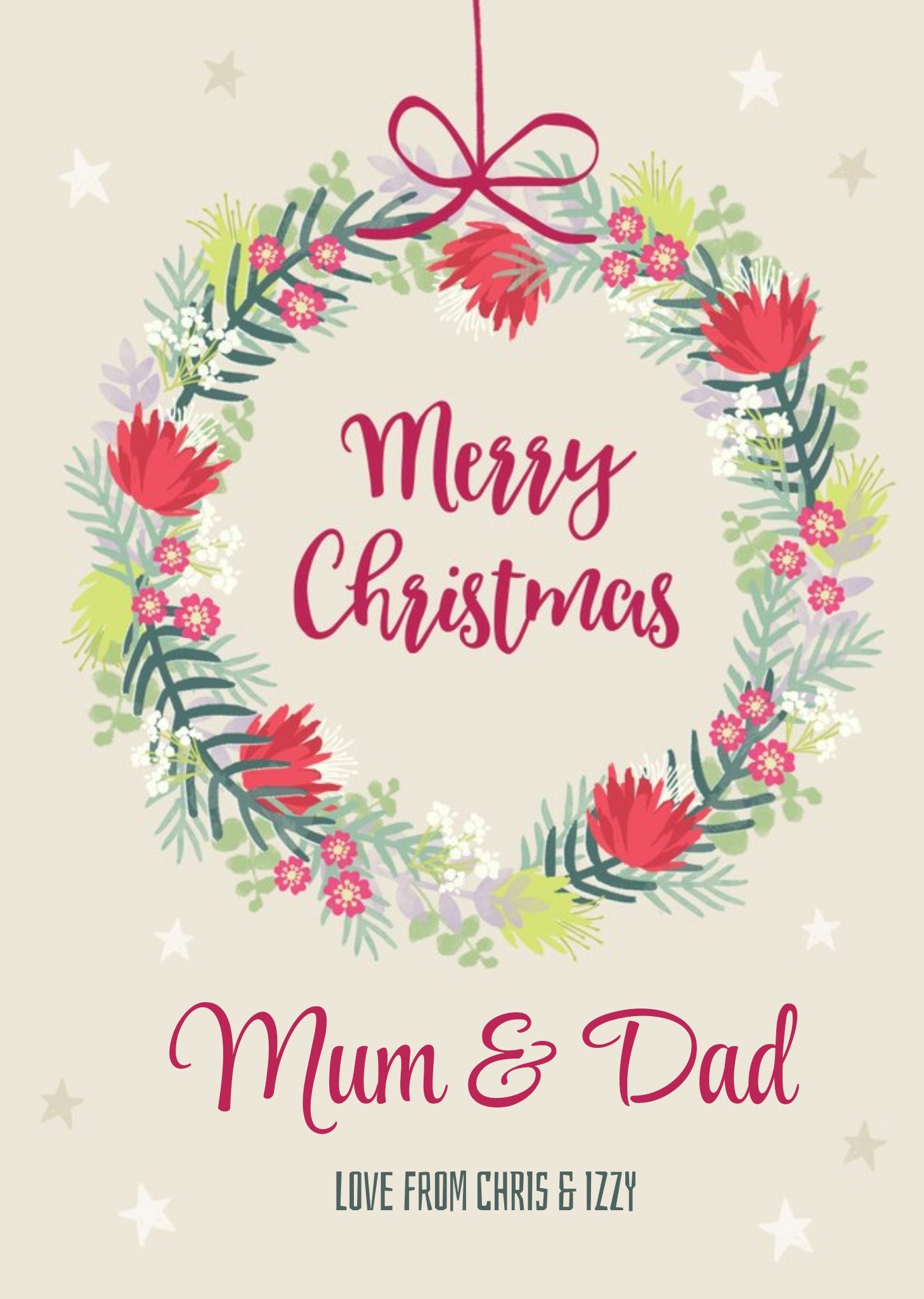 Moonpig Studio Sundae Wonder Wish Merry Christmas Traditional Mum And Dad Christmas Card Ecard