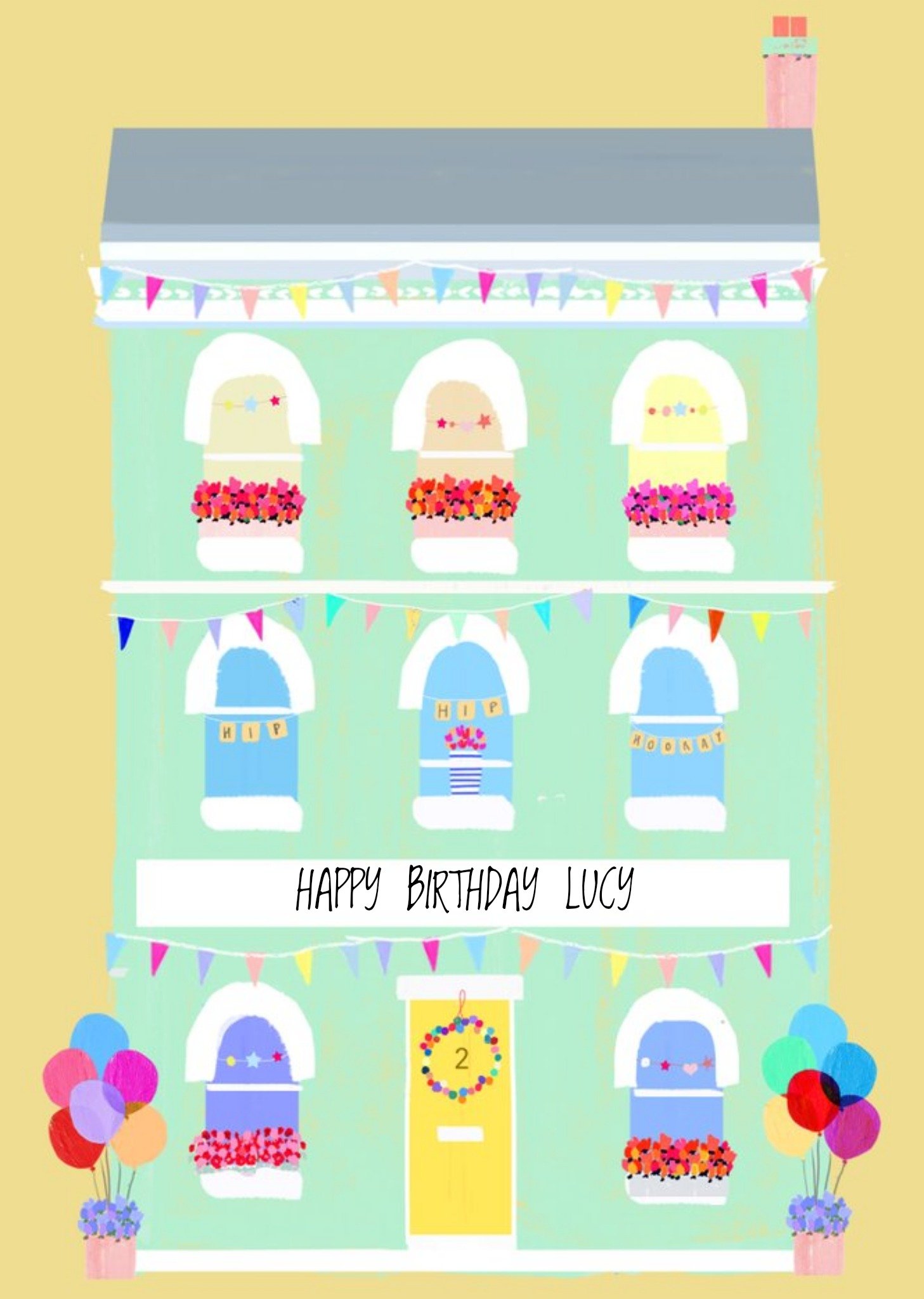 Moonpig Personalised Bright Green Building Happy Birthday Card Ecard