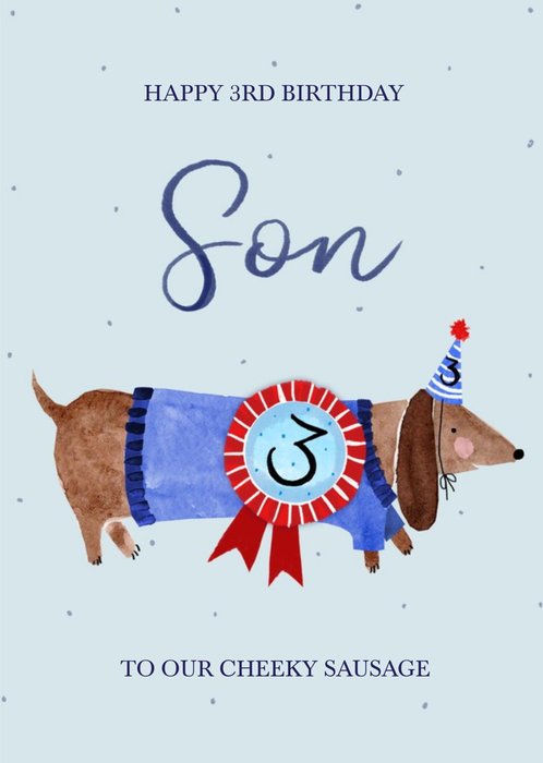 Okey Dokey Illustrated Dog Son 3rd Birthday Card