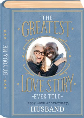 Love Story Book Cover Illustration Photo Upload Anniversary Card