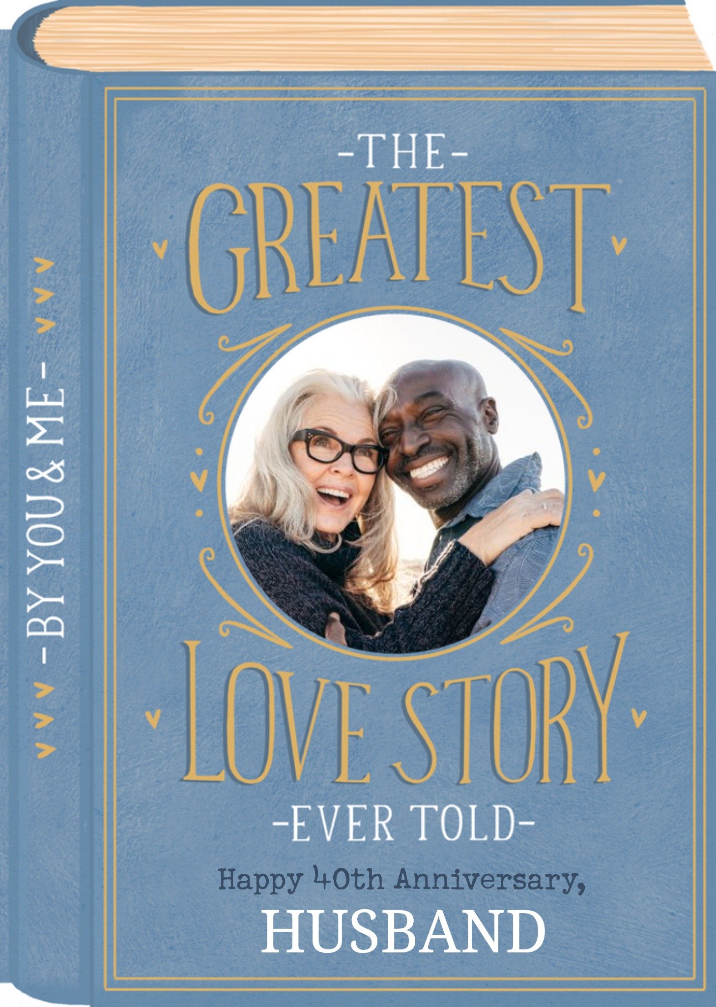 Love Story Book Cover Illustration Photo Upload Anniversary Card Ecard