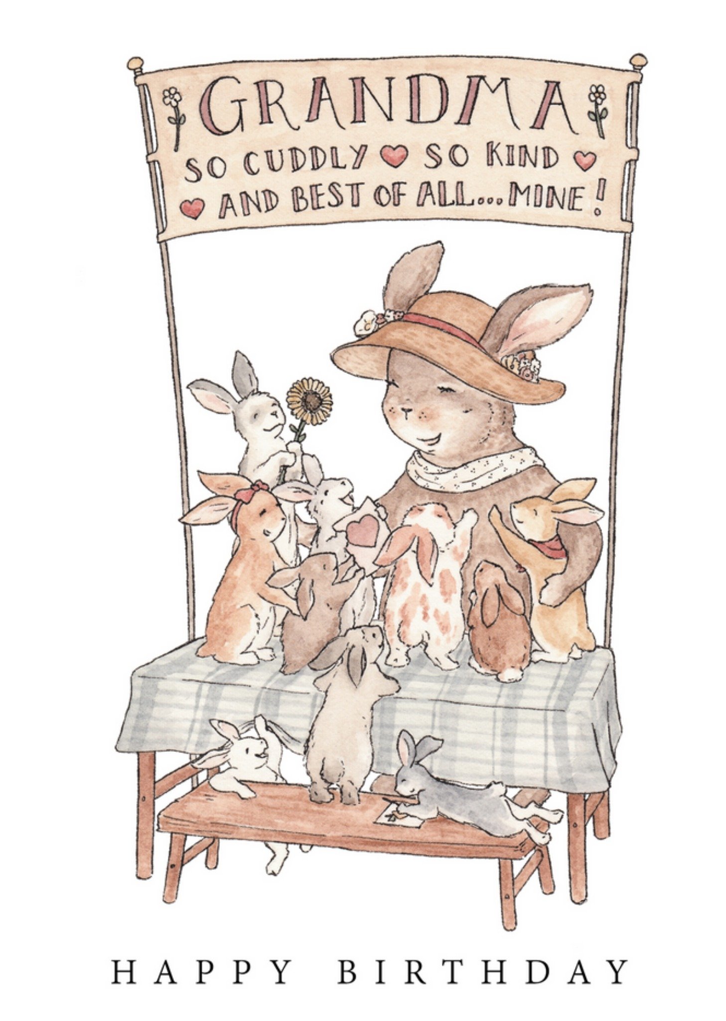 Grandma Rabbit Illustration Birthday Card Ecard