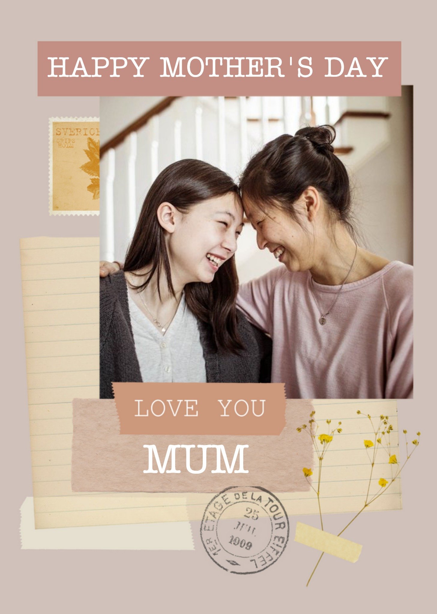 Moonpig Happy Mother's Day Mum Instant Photo Personalised Mother's Day Card, Large