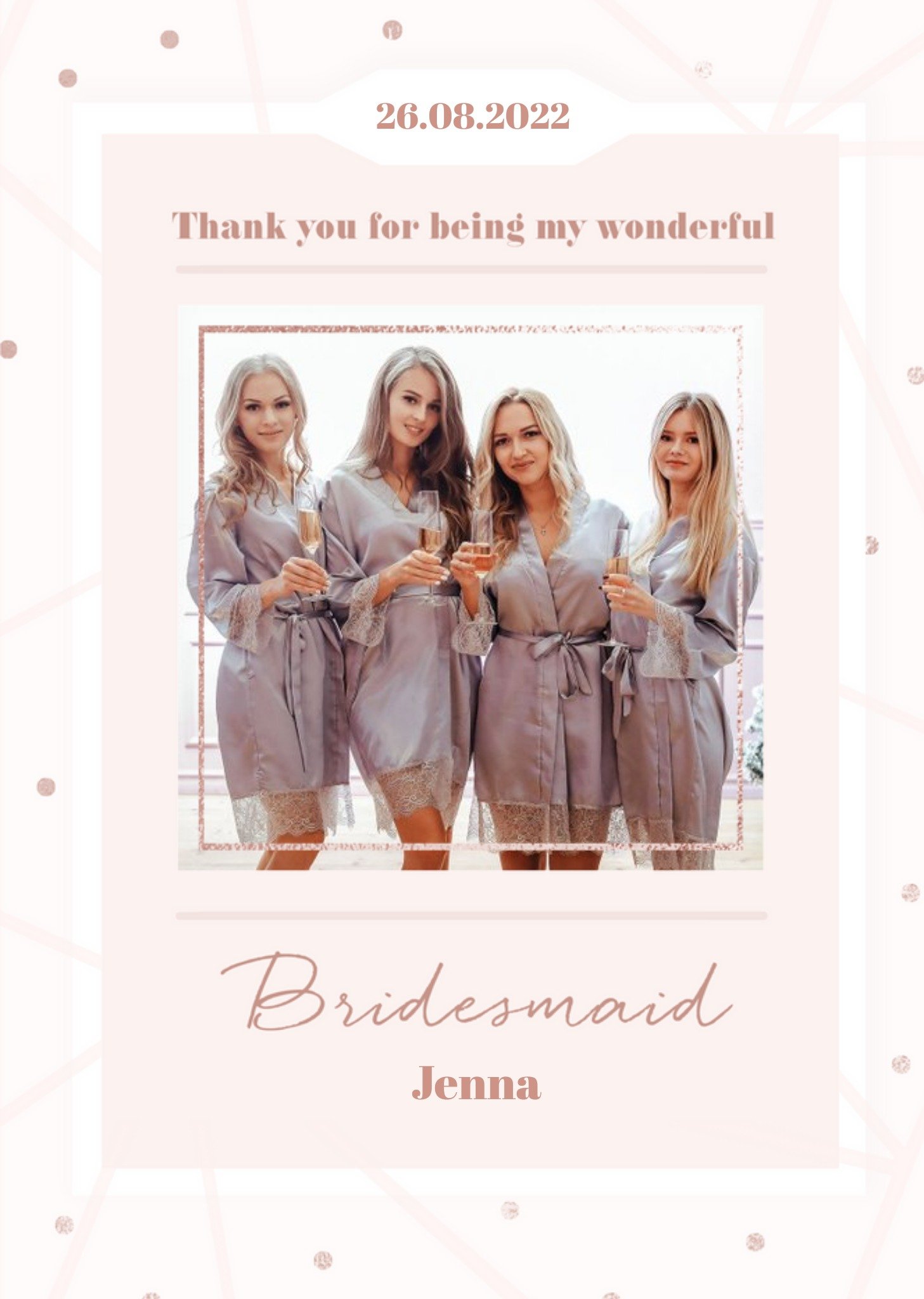 Moonpig Thank You For Being My Bridesmaid Photo Upload Wedding Thank You Card, Large