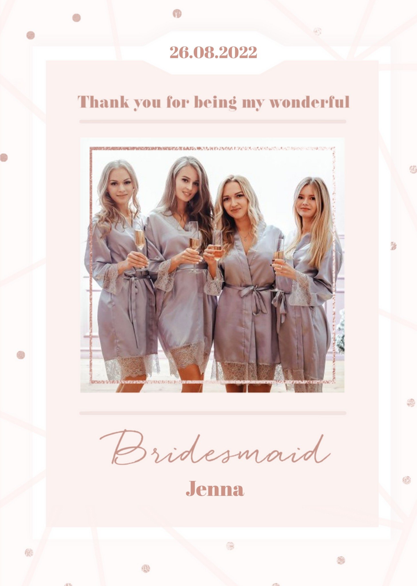 Thank You For Being My Bridesmaid Photo Upload Wedding Thank You Card Ecard