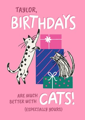 Birthdays Are Much Better With Cats Fun Illustrated Card From Battersea