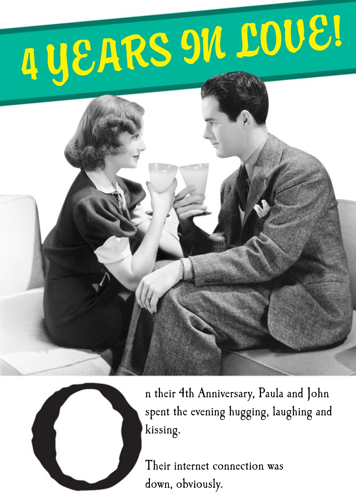 Moonpig Black And White Years In Love Funny Personalised Anniversary Card Ecard