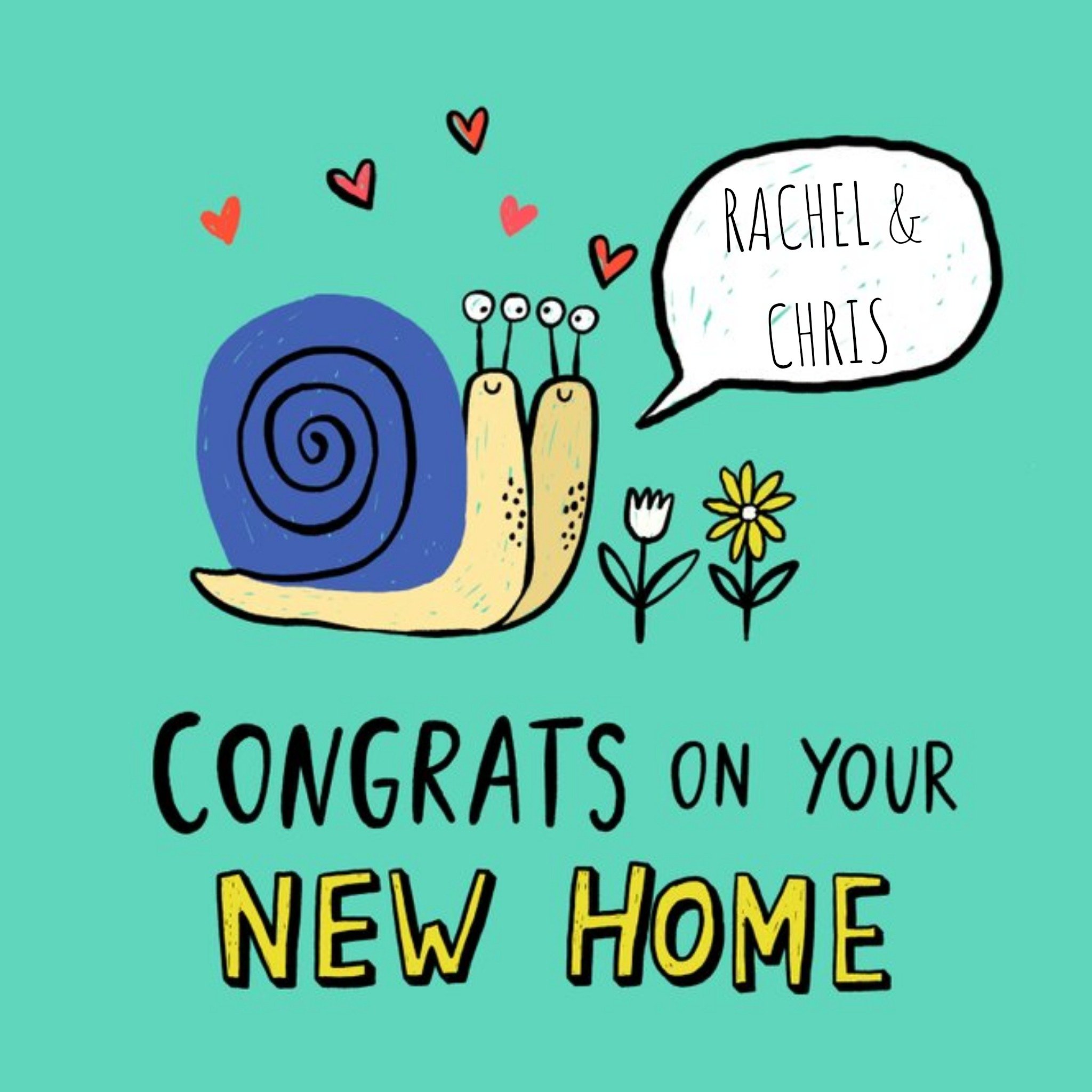 Kapow Illustrated Snails New Home Card, Square