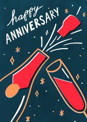 Illustrated Champagne Bottle Anniversary Card