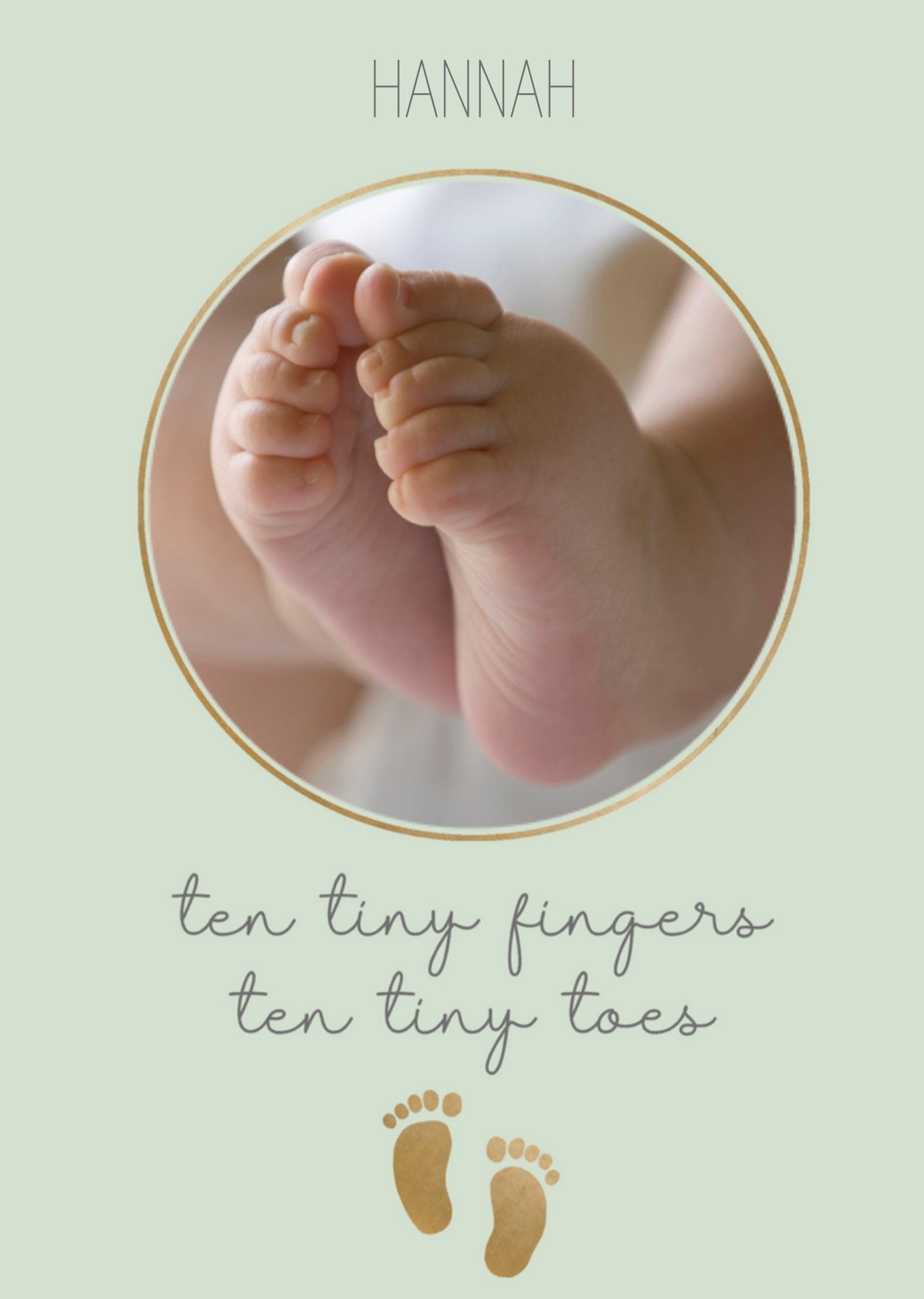 Moonpig Tiny Fingers Tiny Toes Photo Upload New Baby Card, Large