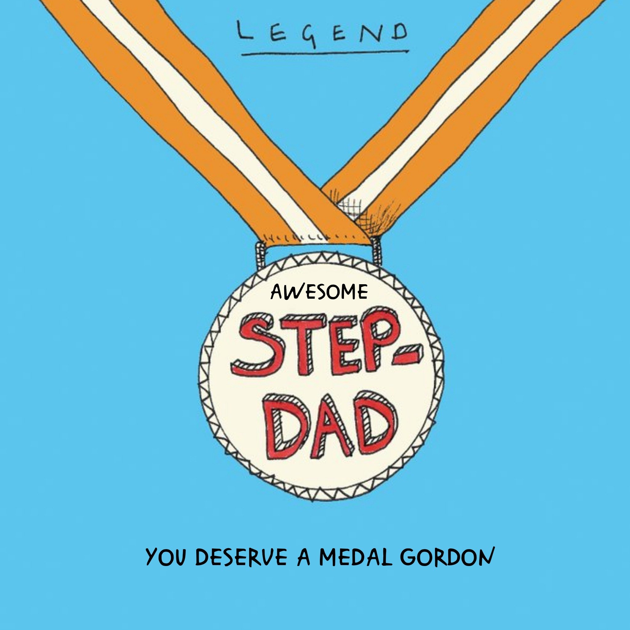 Moonpig Father's Day Card - Legend Step-Dad - You Deserve A Medal, Square