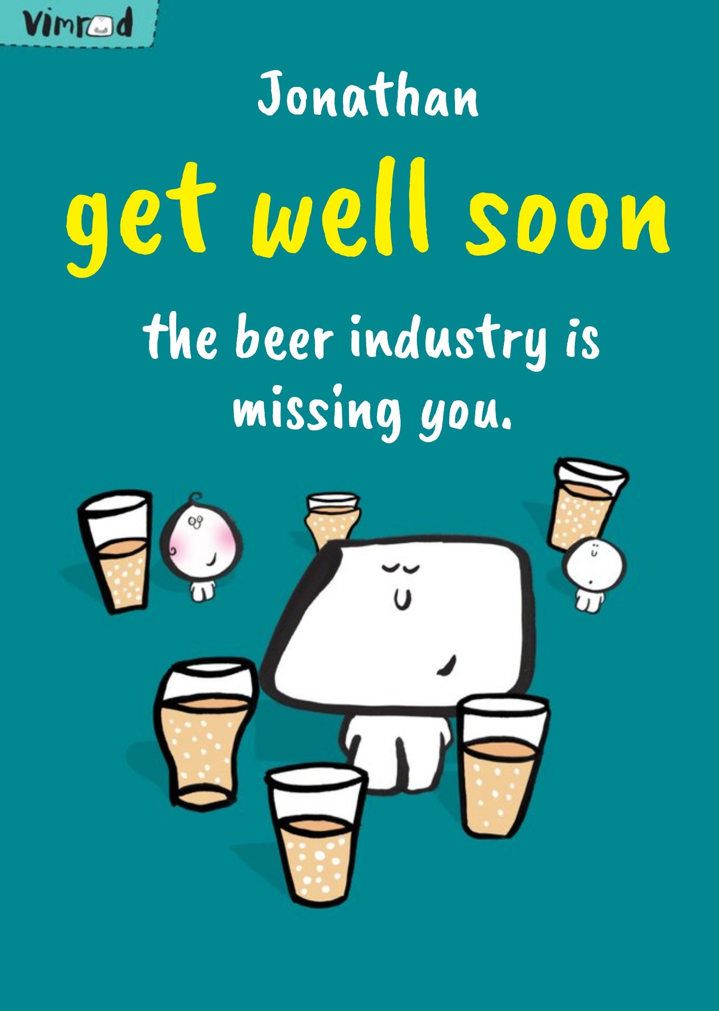 Vimrod The Beer Industry Card Is Missing You Personalised Get Well Soon Card Ecard