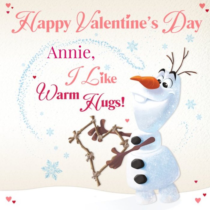 Frozen Olaf The Snowman Happy Valentines Day Card